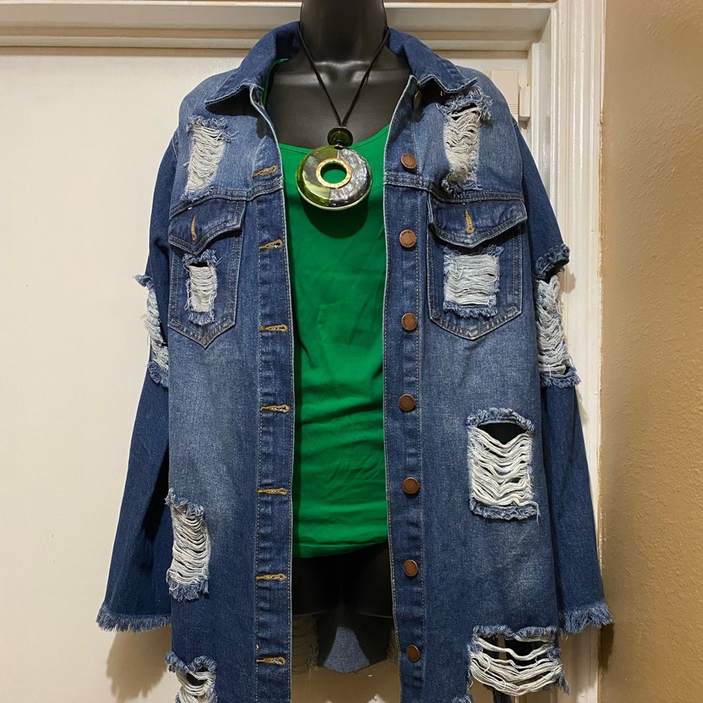 NEVER WORN Distressed oversized shirt/jacket